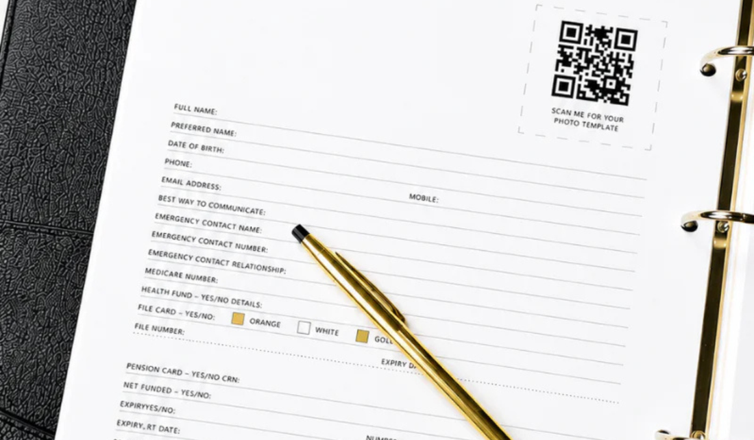 Personal information page in a My Medical Folder for organising medical records, emergency contacts and important healthcare information.